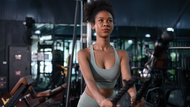 African American woman at the gym