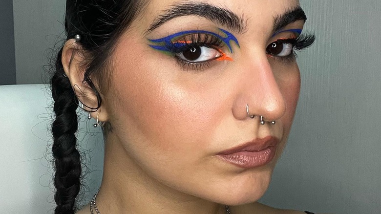 Woman wearing colorful eyeliner