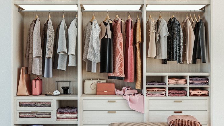 clothes in modern closet
