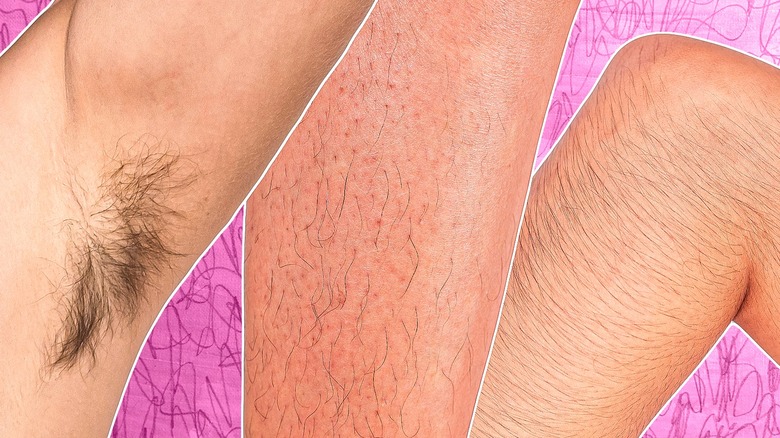 armpit and leg hair on background