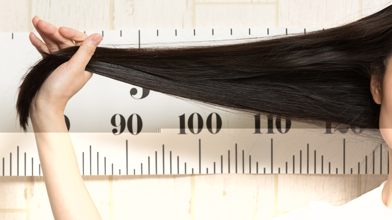 Measuring hair with ruler