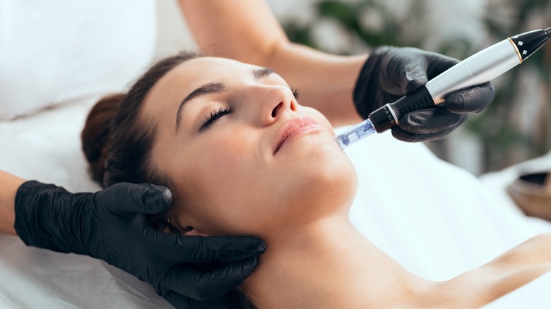 Woman getting an injectable