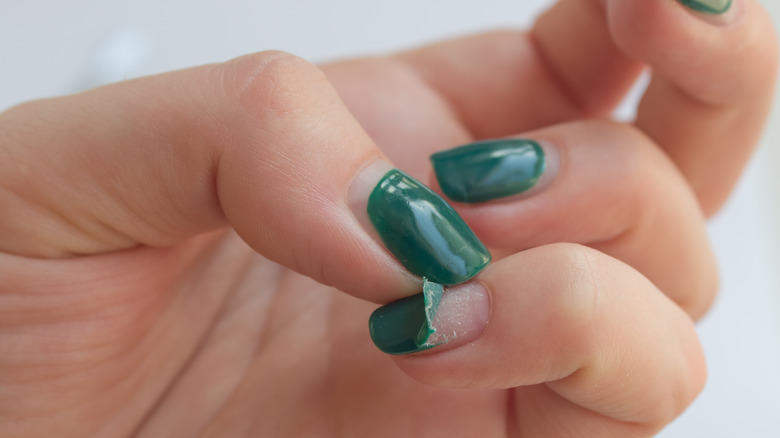 lifted green nail polish